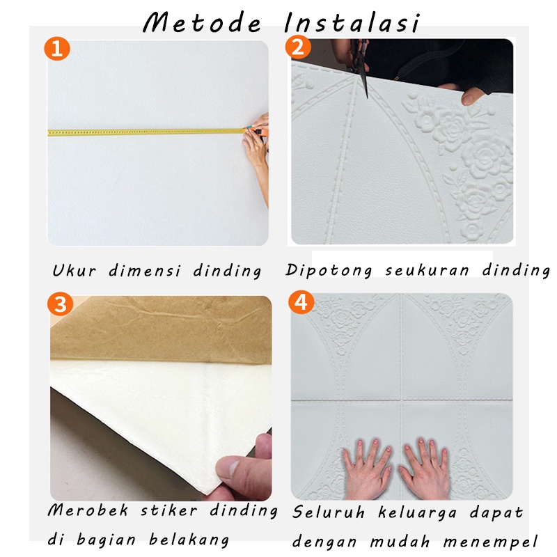 1 Wallpaper Stiker Dinding 3D FOAM Timbul High Quality  Bunga Mawar Putih CLASSIC BRICK Best Seller SPEEDS-3