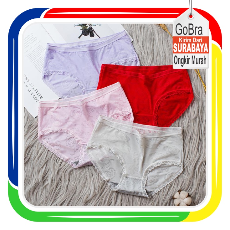 Gobra ♕ PW073 Celana Dalam Wanita CD Cotton Celana Briefs Elastis Seamless  Pakaian Dalam