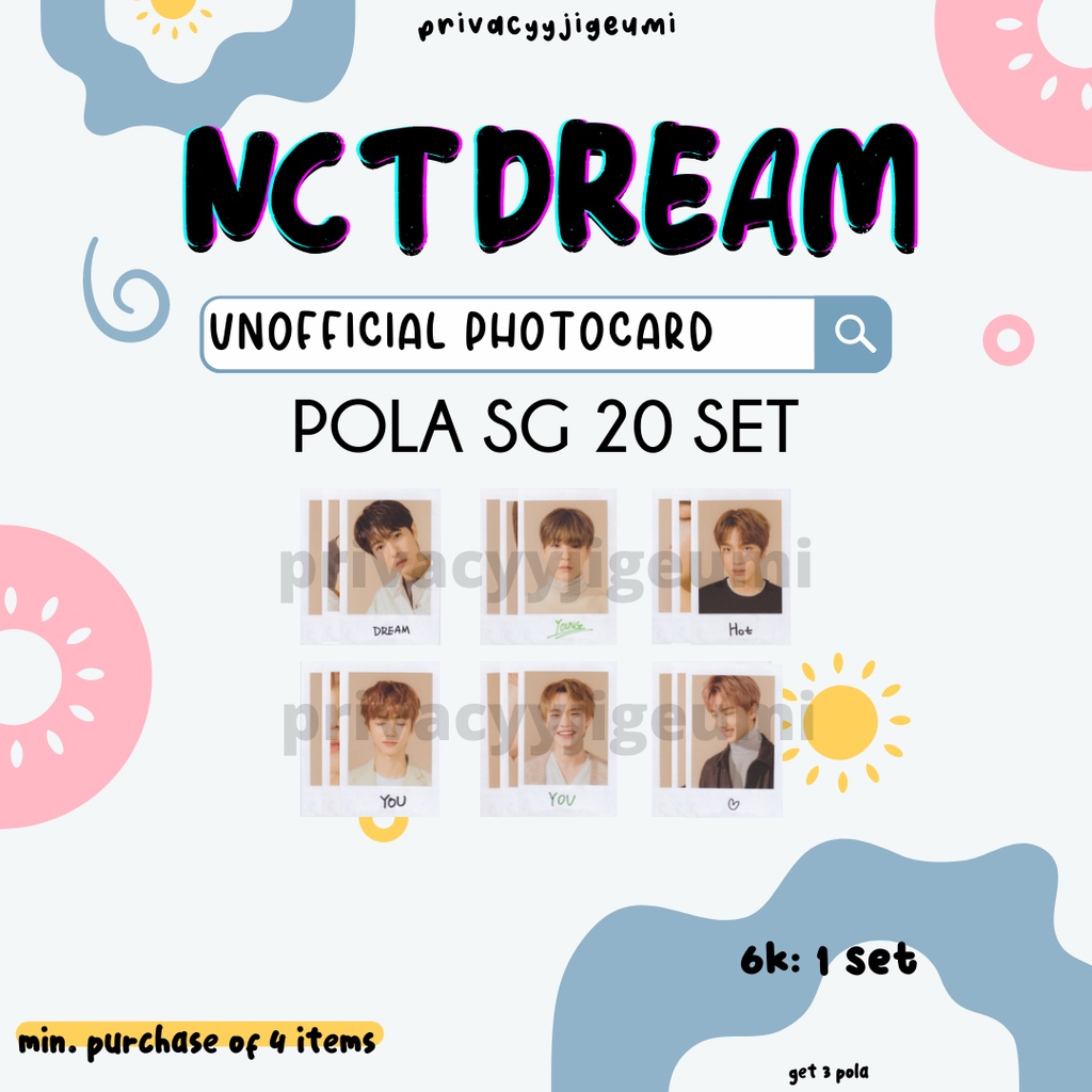PHOTOCARD PC UNOFFICIAL NCT DREAM POLA POLAROID SG 20 RENJUN HAECHAN JENO JAEMIN CHENLE JISUNG
