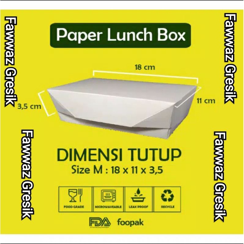 (5 Pcs) Paper Lunch Box Size M - Kotak Makanan Kertas Ukuran M