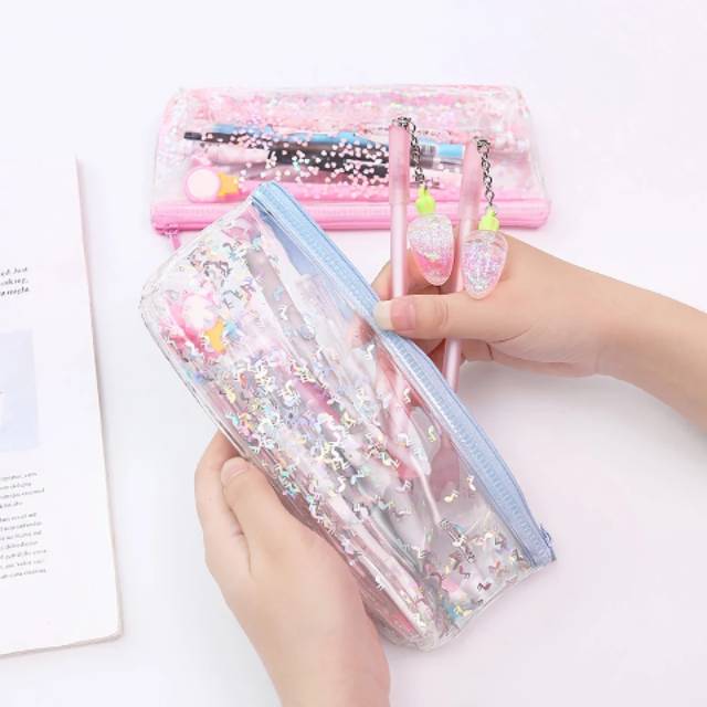 

Tempat Pensil Elegan Sequin Water Ada Airnya