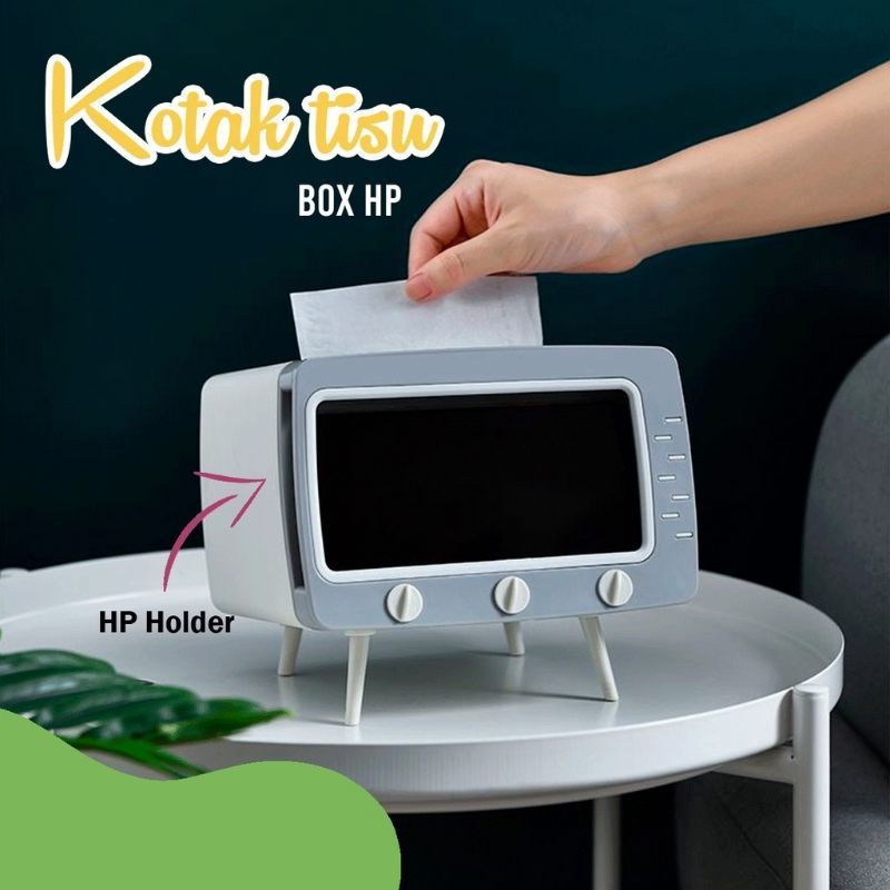 Kotak Tissue 2 in 1 / Tempat Tisu model TV / Tempat tissue Organizer Rumah Kotak Tisu