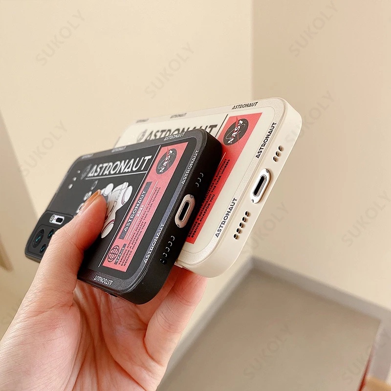 Case Bentuk Kotak Astronot Anti Jatuh Untuk Xiaomi 11 Poco X3 NFC X3 Pro Poco M3 M2 Redmi Note 7 Pro Note 8 Pro Note 9 Pro Note 10 Pro Note 11 Pro Redmi 8 9 10 9 10 9A 9T 9T