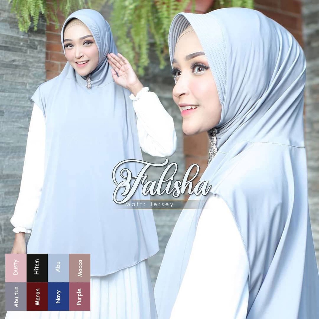 Khimar Bergo Syari Falisha Jumbo Kerudung Tangan Panjang / Jilbab Instan-4