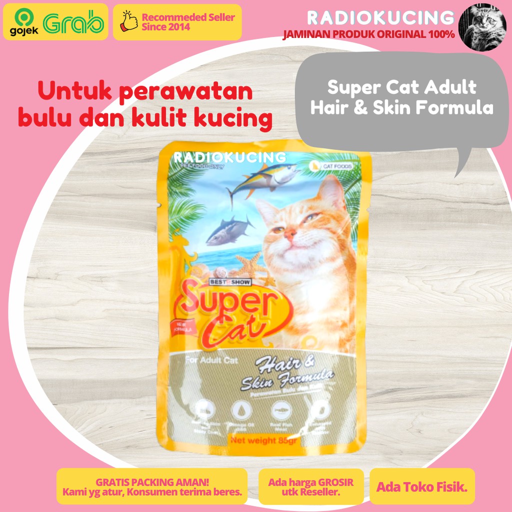 Wet Food Super Cat HAIR & SKIN Formula 85 gr Makanan Kucing Basah [ JUWIES RADIO KUCING ]