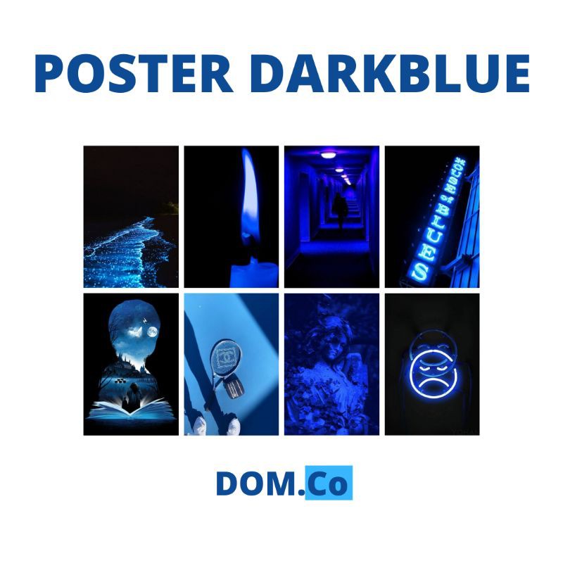 12 Pcs Poster A5 tema dark blue / poster dinding tema biru