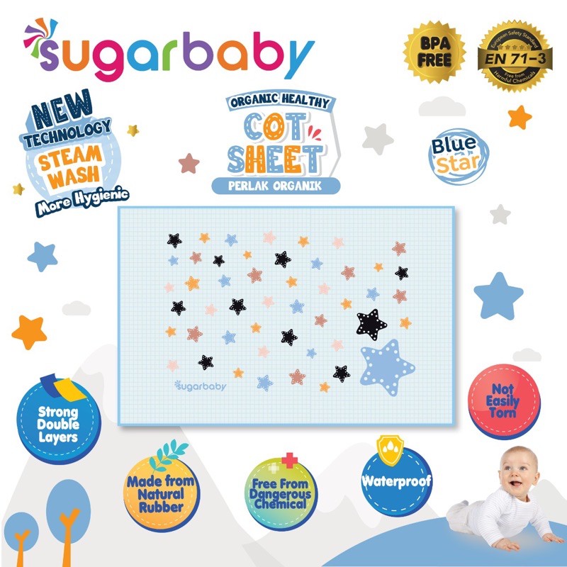 SUGAR BABY PERLAK Ompol Bayi Karet Sugarbaby Organic Healthy PREMIUM Cot Sheet ORI