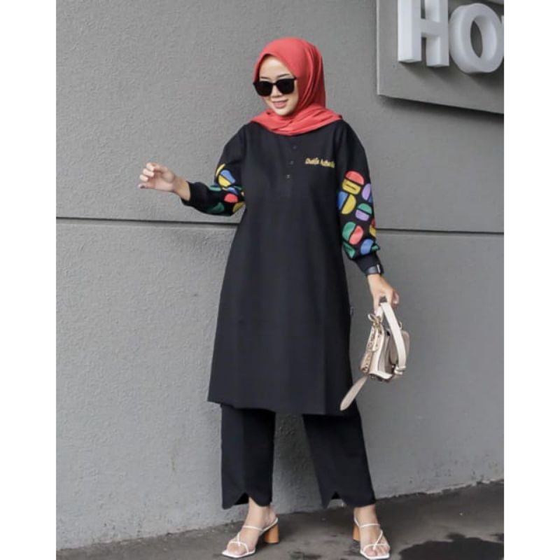 SET TUNIK FLOWY // SET TUNIK KAOS IMPORT JUMBO ORIGINAL PREMIUM