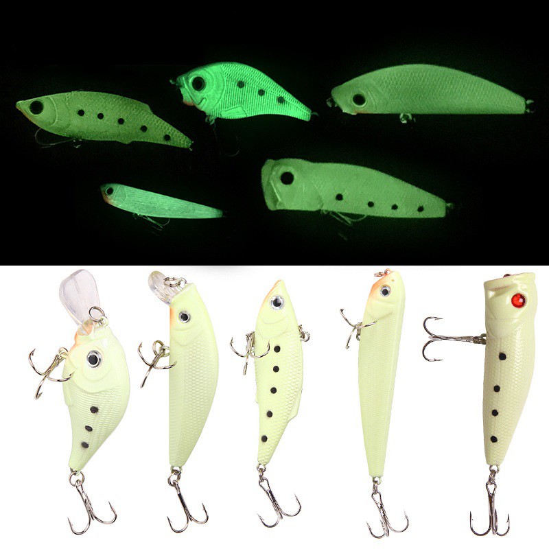 SYFishing 1Pcs New Luminous Minnow Umpan Pancing Floating Crankbait/VIB/Popper/Pencil Fishing Lure Ikan Bass Wobbler Kail Memancing Tackle