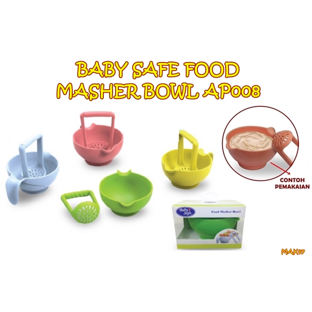 MAK47 BABY SAFE FOOD MASHER BOWL AP008 MANGKOK PENGGERUS MAKANAN