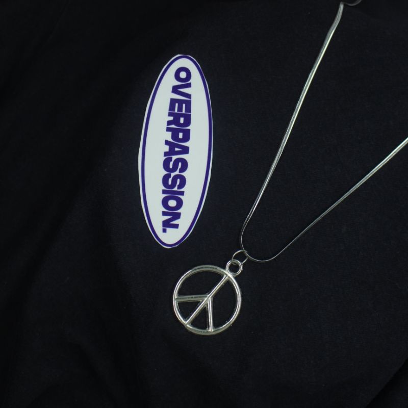 kalung rantai titanium stainless stell, kalung pria dan wanita motif peace