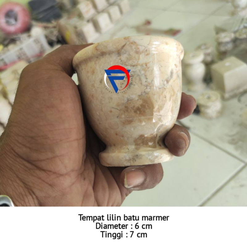 Tempat lilin model gelas batu marmer putih dan hitam harga bijian