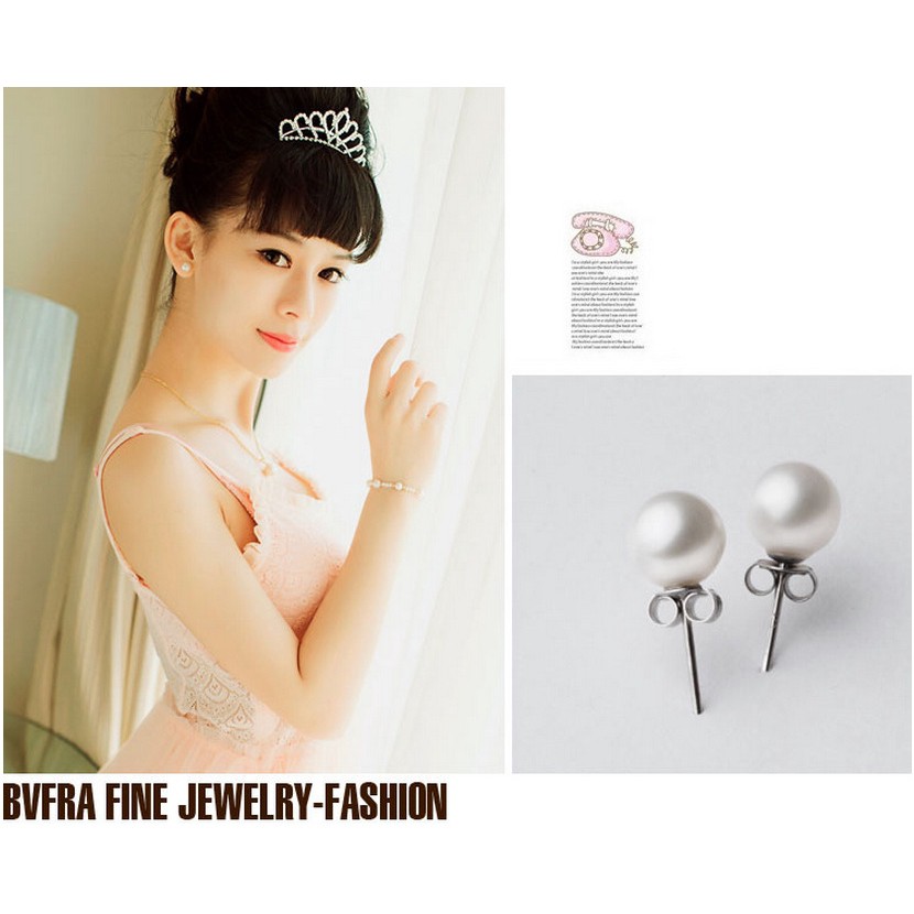 Berlapis S925 Anting-Anting Perak Mutiara Gaya Korea Anting-Anting Manik Nanyang Perempuan ai2-3941-5