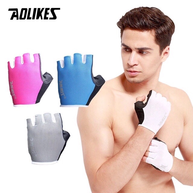 104 AOLIKES SARUNG TANGAN GYM SEPEDA GLOVE WRIST WRAP FITNESS GLOVES