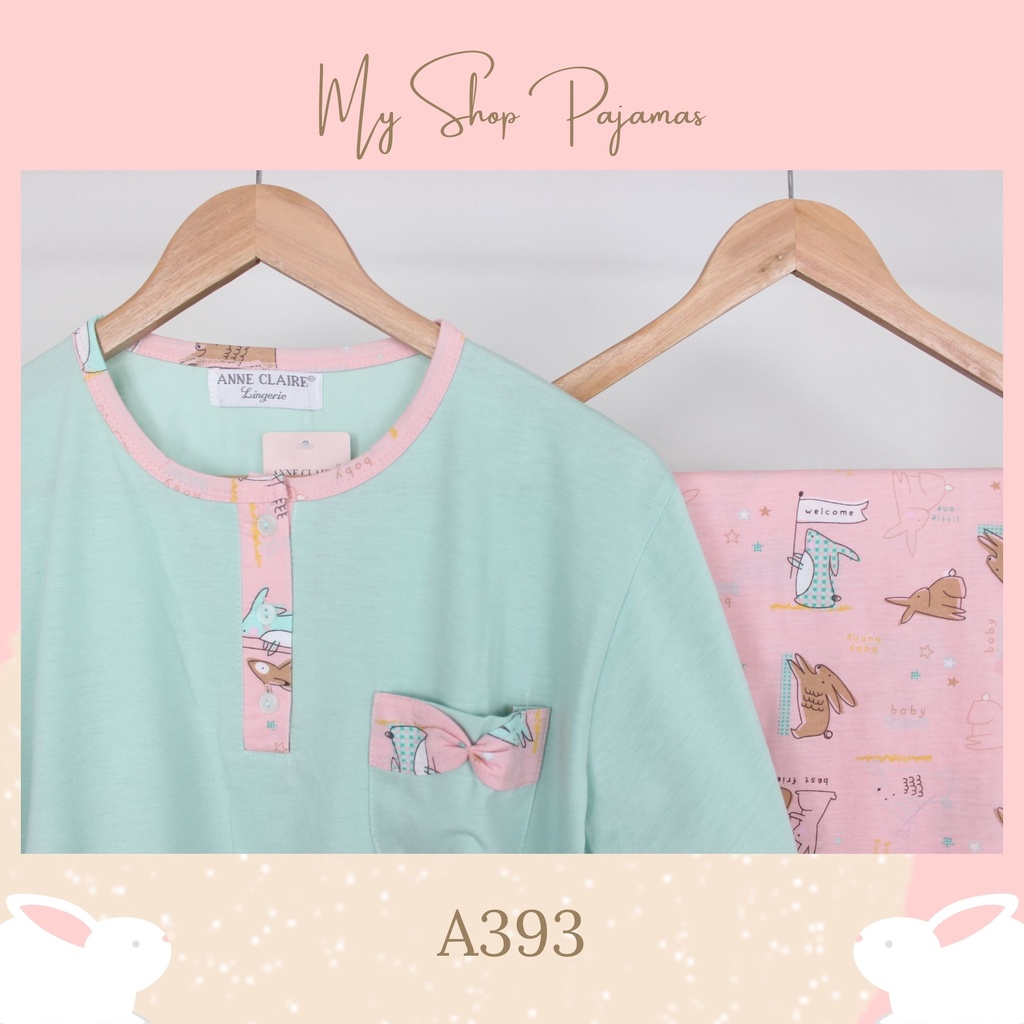 PIYAMA BABYDOLL PAJAMAS ANNE CLAIRE / BAJUTIDUR BABYDOLL SETELAN TANGAN LENGAN PANJANG CELANA PANJANG DEWASA WANITA SLEEPWEAR PP-A393 Hijau
