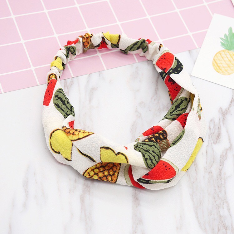 Bando Wanita Motif Buah - Bando Bandana Headband Simpul Ala Korea - Bando Import Termurah [B03]