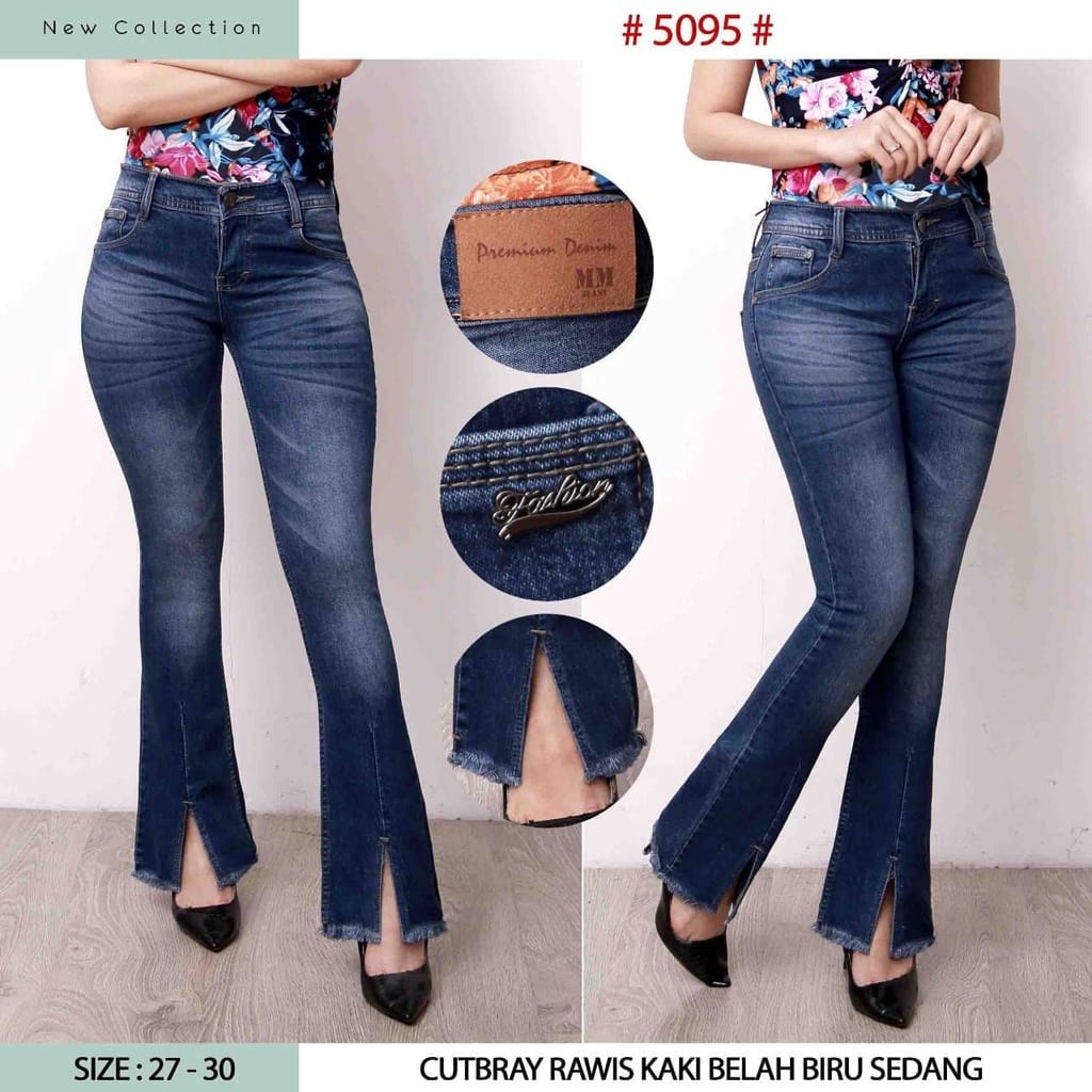 Celana Jeans Cutbray- Celana Jeans Wanita Terbaru- Jeans Cutbray Terbaru 2022- Jeans Cutbray Rawis Belah Depan