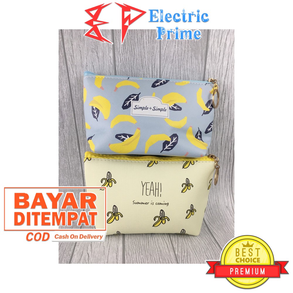 Pouch Tas Make Up Serbaguna Motif Buah Pisang Simple Ringan Tahan Air 0014