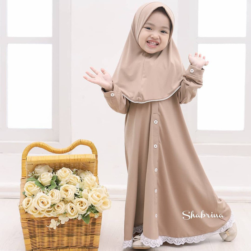 Gamis Anak Perempuan Shabrina Syar'i Namira Kira Usia 5-6 Tahun GamiJersey fl