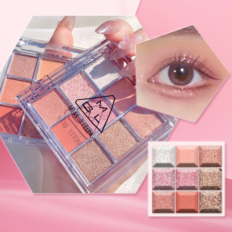 【READY STOCK】MGL 9 Shades Korean Eyeshadow Palette Matte + Highlight And Waterproof EyeShadow