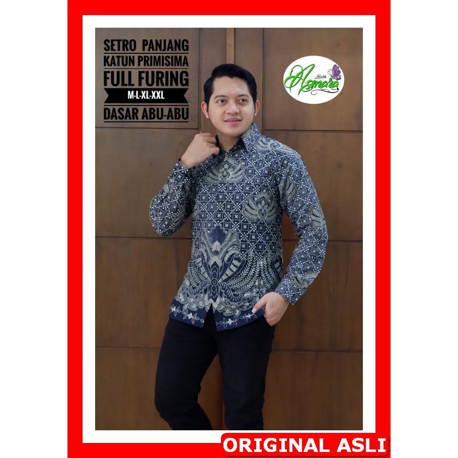 PROMO BATIK PREMIUM MODERN KEMEJA BATIK SOLO Lengan Panjang Lapis Furing Asmara Setro Panjang giandr