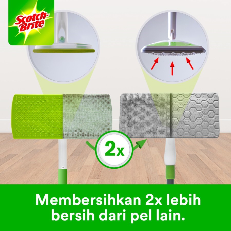 SCOTCH BRITE EASY SWEEPER PLUS PAPER WIPER MOP WITH STICK / TONGKAT LAP PEL SERBAGUNA