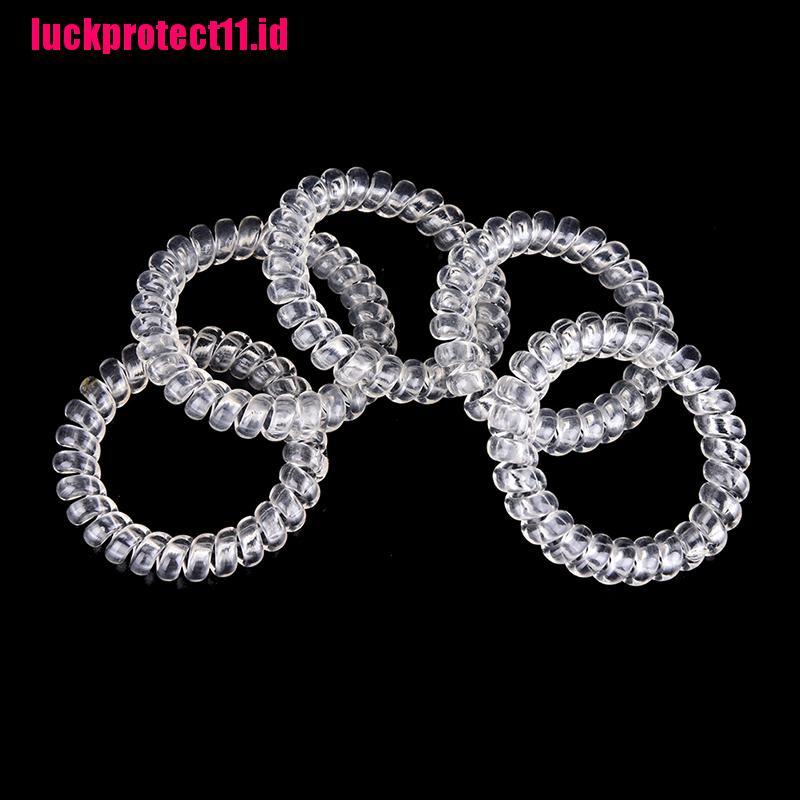 【LUCK】5pcs Lady Girl Clear Elastic Rubber Hair Ties Spiral Rubber Rope Hairband