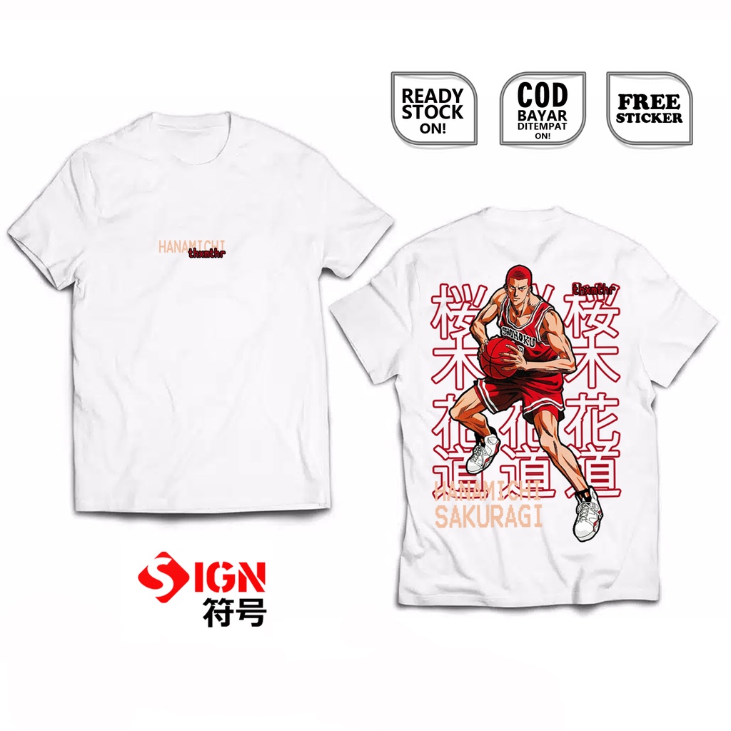 KAOS HANAMICHI SAKURAGI SLAM DUNK SHOHOKU ANIME MANGA WIBU KAEDE RUKAWAN HISASHI MITSUI RYOTA MIYAGI TAKENORI AKAGI BAJU JEPANG JAPAN CULTURE COSPLAY - SIGN CLOTH