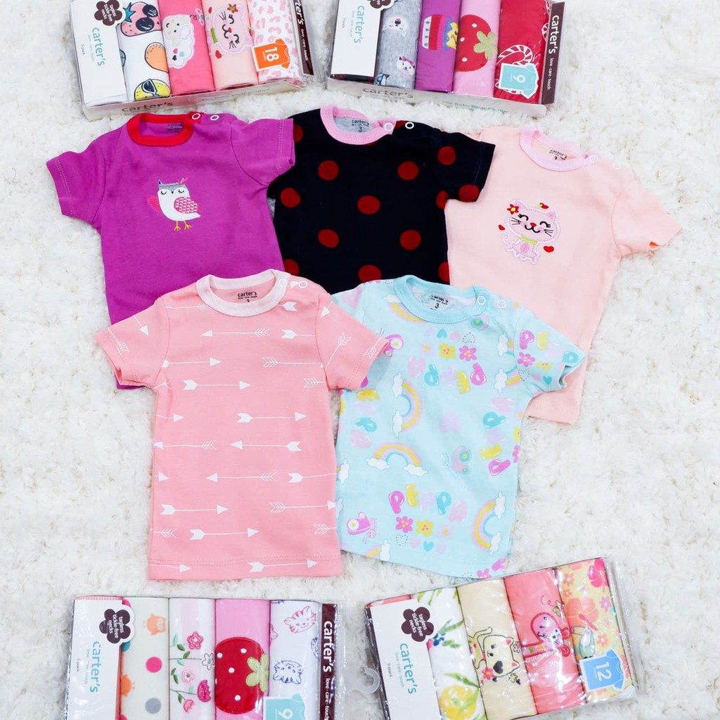 LID9036 Boys/ Girls CARTER'S 5 in1 Atasan Bayi Lengan Pendek dg Kancing Pundak Premium Cotton