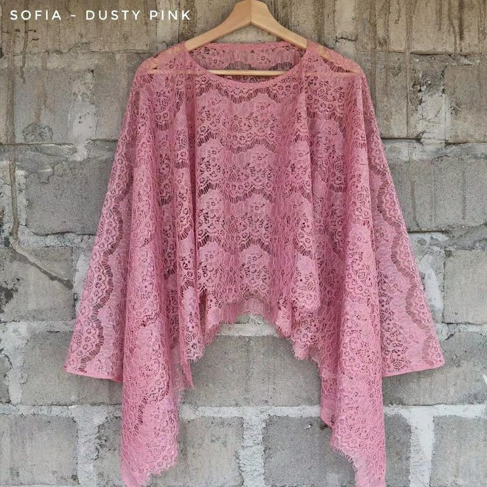 Cape Brokat - Batwing Brokat Sofia Dusty Pink / Atasan Kebaya / Kebaya Murah
