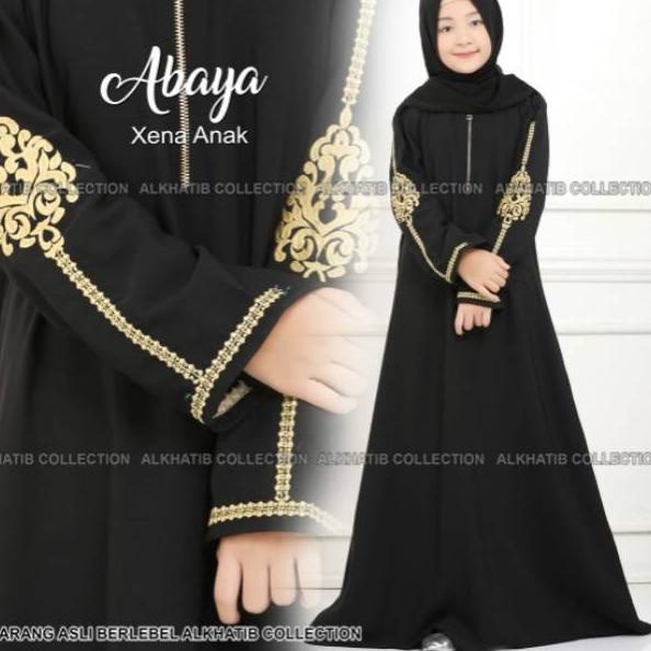 (Recomended) Abaya Gamis Arab Hitam Bordir Xena couple (Busui)