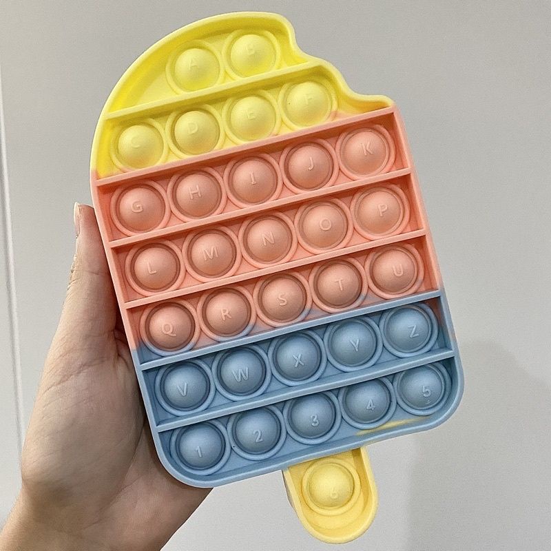 POP IT RAINBOW FIDGET TOYS Mainan Anak Edukasi Murah Pop Its Unicorn New Fidget Push Bubble Kids Kid-Ice Cream Pastel