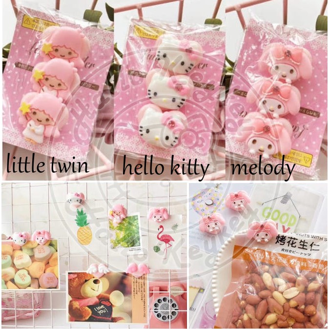 

jepit kantong makanan paper kertas clip hello kitty melody little twin
