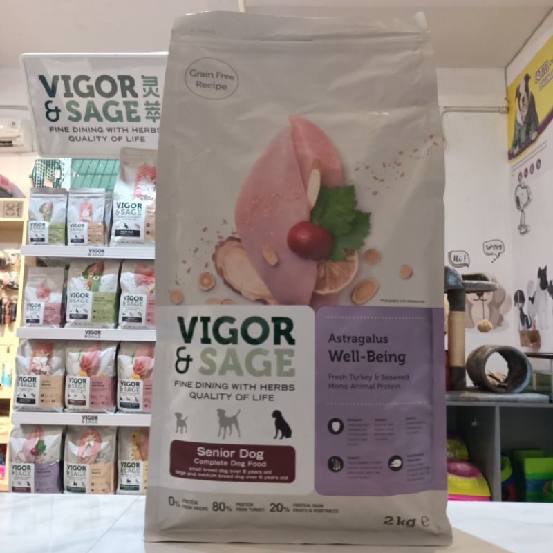 Vigor &amp; Sage Astragalus Well Being Senior Dog 2Kg / Dogfood Anjing Tua Grain Free