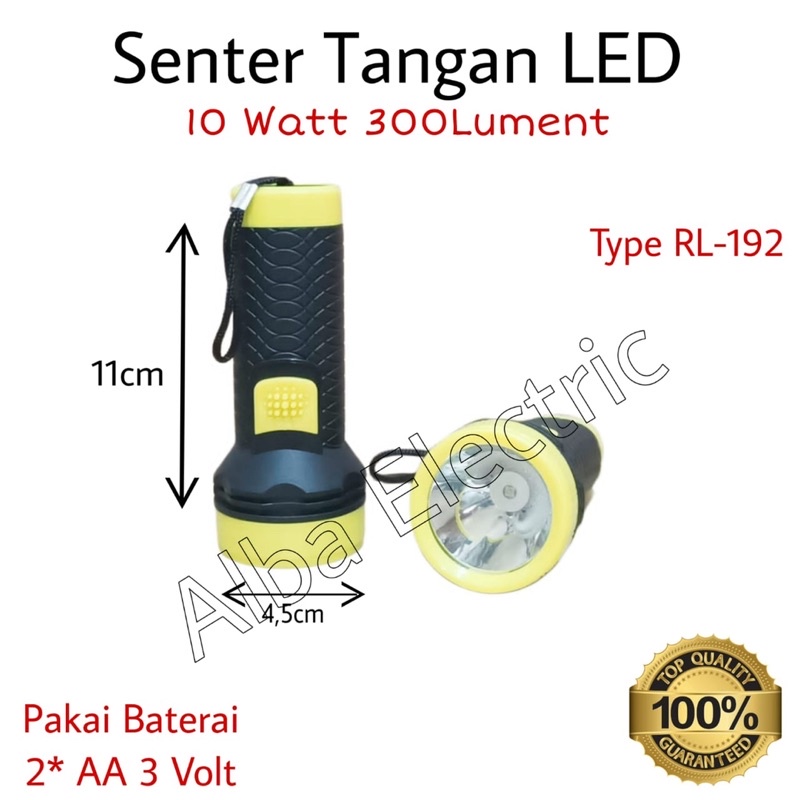 Lampu Senter Tangan LED 10W Senter Gunung Kecil Baterai Flashlight 10 Watt Rolinson Terang