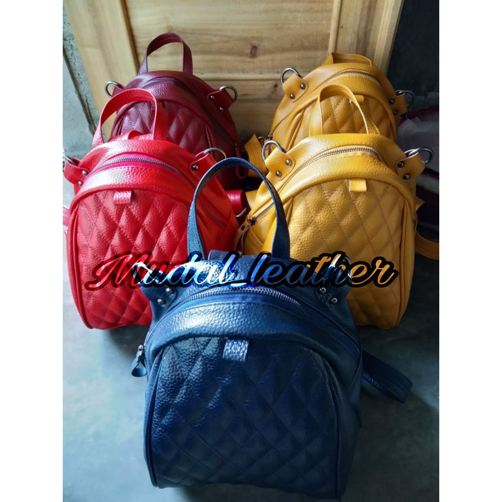 Tas ransel wanita > kulit garut papirut double tali