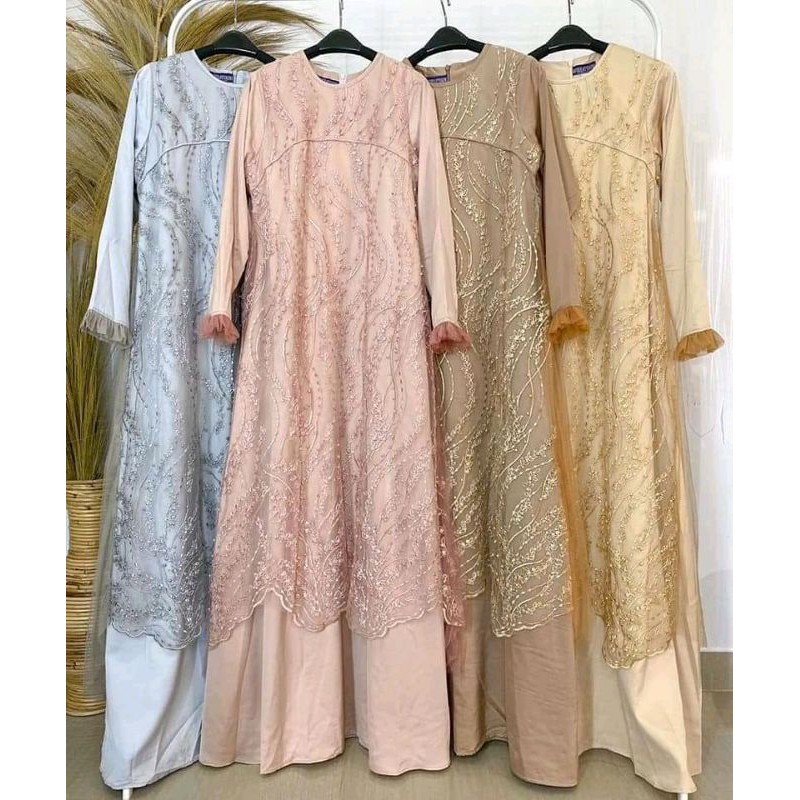 gamis pesta / gamis kondangan / baju pesta muslimah / gamis brokat mewah