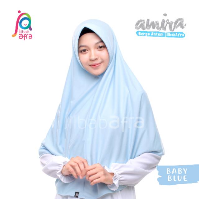 Jilbab Amira Baby Blue - Bergo Kaos - Jilbab Pet Antem - Jilbab Afra