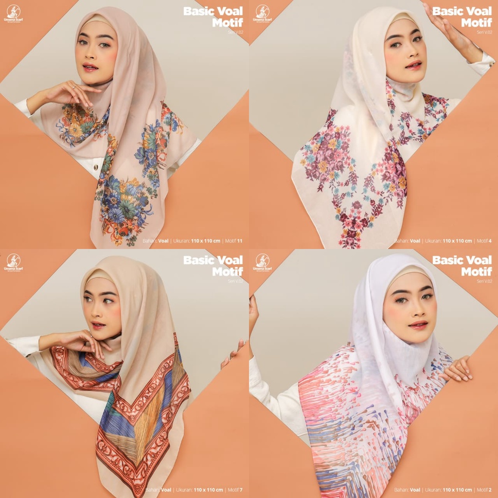 Hijab Segiempat Basic Voal Motif Original by Umama Kerudung Segiempat Pasar Hija'b