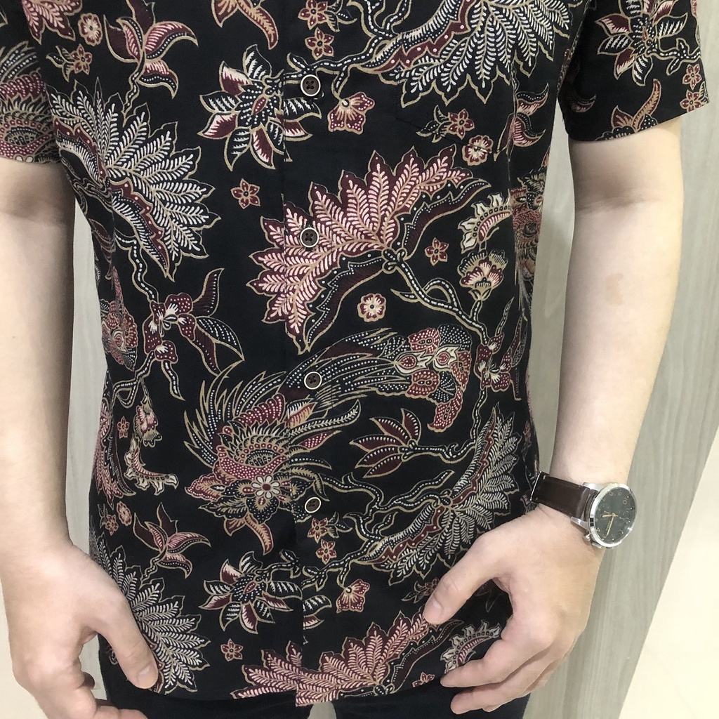 [GRIDLINE - S232 Autumn - S210] Kemeja Batik Pria Slimfit Katun Lengan Pendek Match modern Keren Adem Nyaman