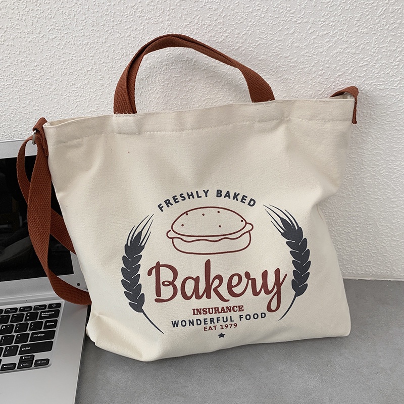 TC-127 tas canvas wanita import shoulder selempang bag bahu korea jepang besar bakery