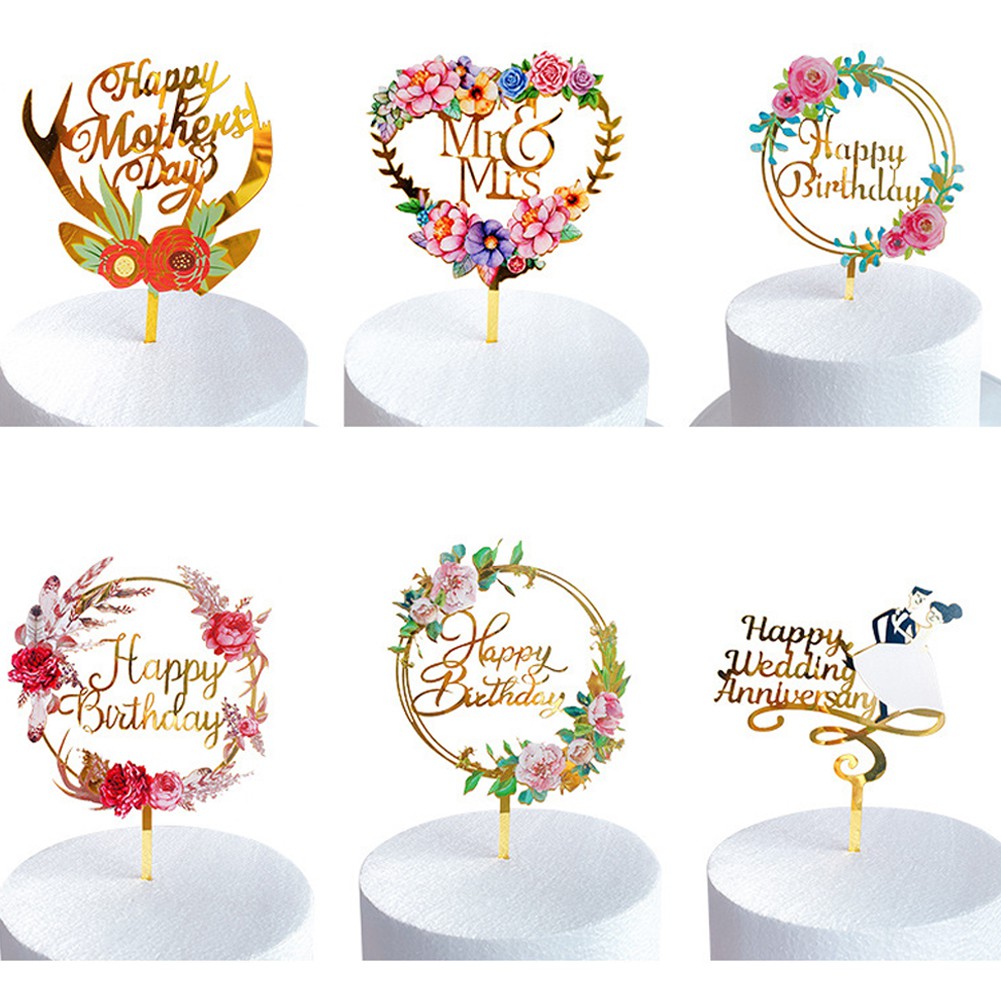 Topper Kue Desain Tulisan Happy Birthday Bahan Akrilik Warna-Warni Untuk Dekorasi Pesta Ulang Tahun