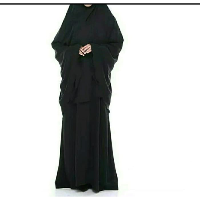 Gamis Syari Syar'i set Cadar dan Khimar bahan Wolfis Wollpeach