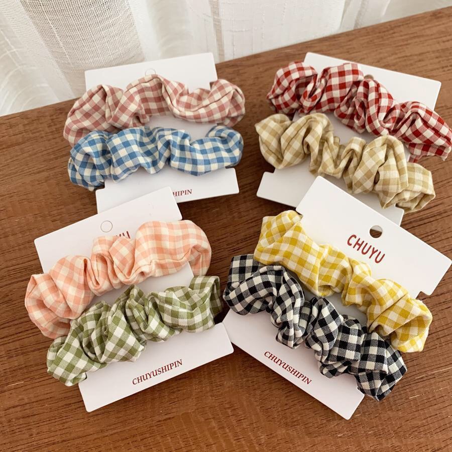 ✨DIDI.ID✨ Ikat Rambut Kotak Import IRA031 Iket Rambut Korean Scrunchie Kunciran Rambut Motif Petak-4