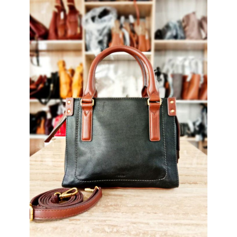 Tas Fossil Claire Mini Satchel Leather Black Bag Original New with Tag