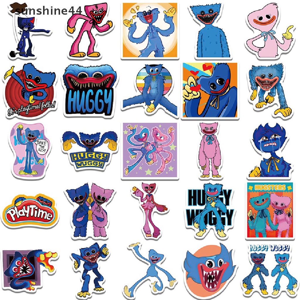 Sunshine 50PCS Stiker Motif Kartun Anime Huggy Wuggy Poppy Playtime Untuk Dekorasi Meja