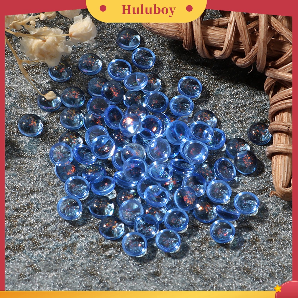 Huluboy Huluboy♡ 100pcs / Kotak Berlian Imitasi Resin Bulat AB Flat Back Warna-Warni Untuk Dekorasi Nail Art / Manicure