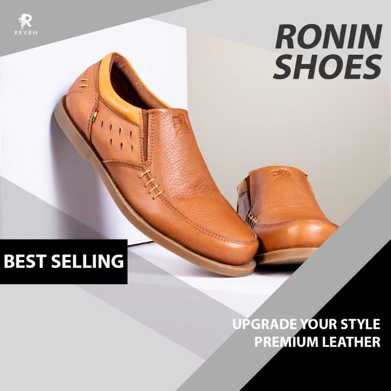 Sepatu Pria Kulit Asli Reven Ronin Shoes Original Sepatu Kulit Cowok Kekinian