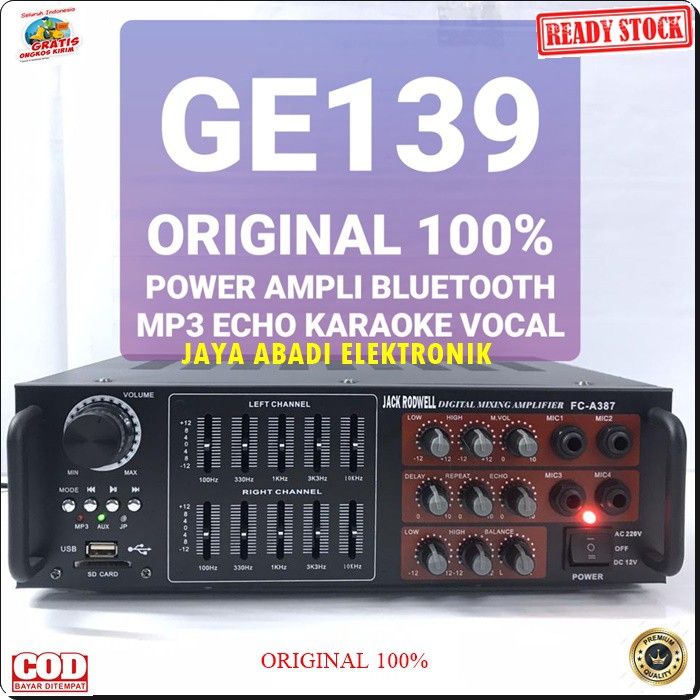 G139 ORIGINAL AMPLIFIER BLUETOOTH DIGITAL ECHO MIXER MIXING POWER EQUALIZER BLUETOT KARAOKE BLUTUT USB MP3 PLAYER AUDIO SOUND SYSTEM AC DC PROFESIONAL PRO AUX DJ VOKAL 4 CHANNEL BISA JUGA TAMBAHAN SPEAKER AKTIF SPY KARAOKENYA LEBIH BAGUS