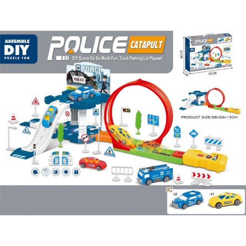 Mainan Anak Murah Police Catapult Truck Catapult - DIY Puzzle